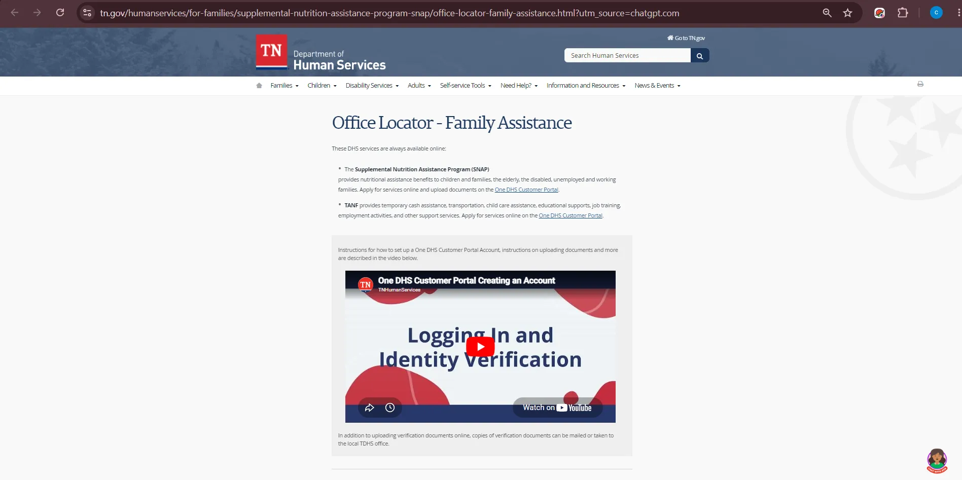 Official Tennessee DHS Madison County SNAP office locator page for Jackson TN food stamp office help
