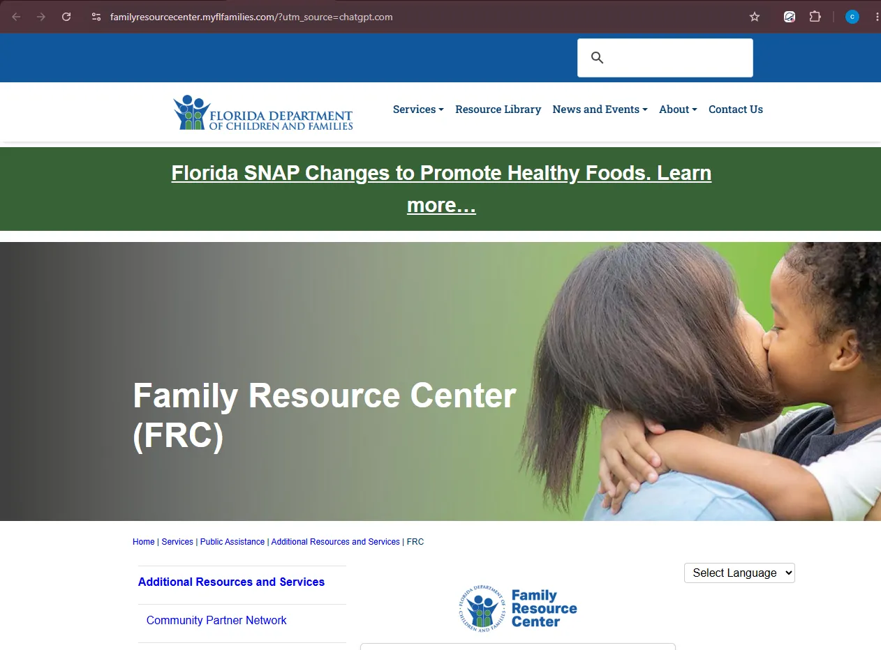 Official Florida DCF Family Resource Center locator page for Orlando FL food stamp office and SNAP help