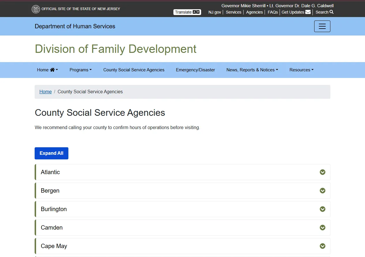 Official NJ DHS Essex County SNAP office listing for Newark NJ food stamp office address phone and hours