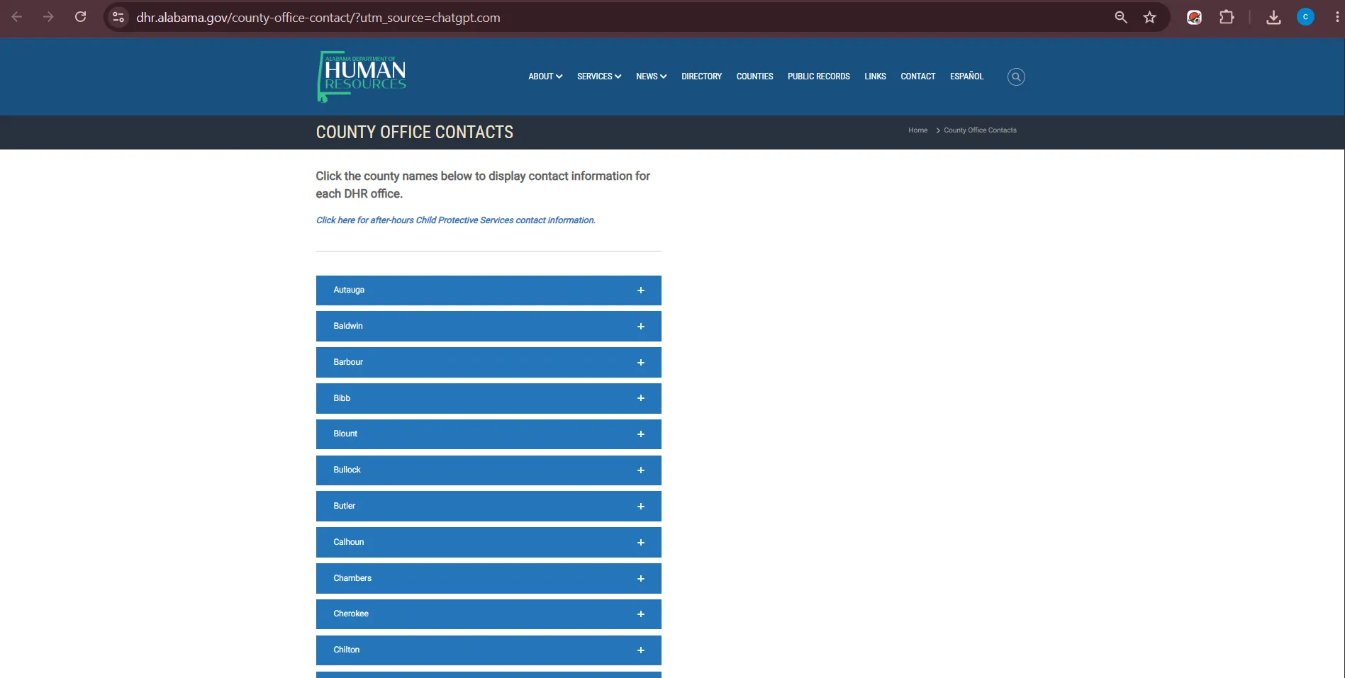 Official Alabama DHR Madison County food assistance office contact page for SNAP food stamp help