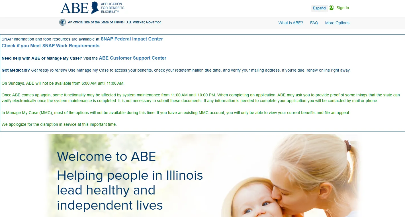Illinois ABE portal to apply for food stamps and SNAP benefits online